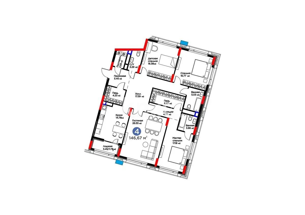 Продажа 4-комнатной квартиры, 147 м² в Астане