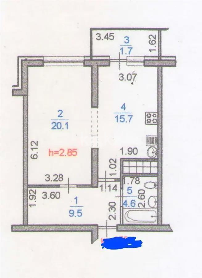 Продажа 1-комнатной квартиры, 51.6 м² в Алматы