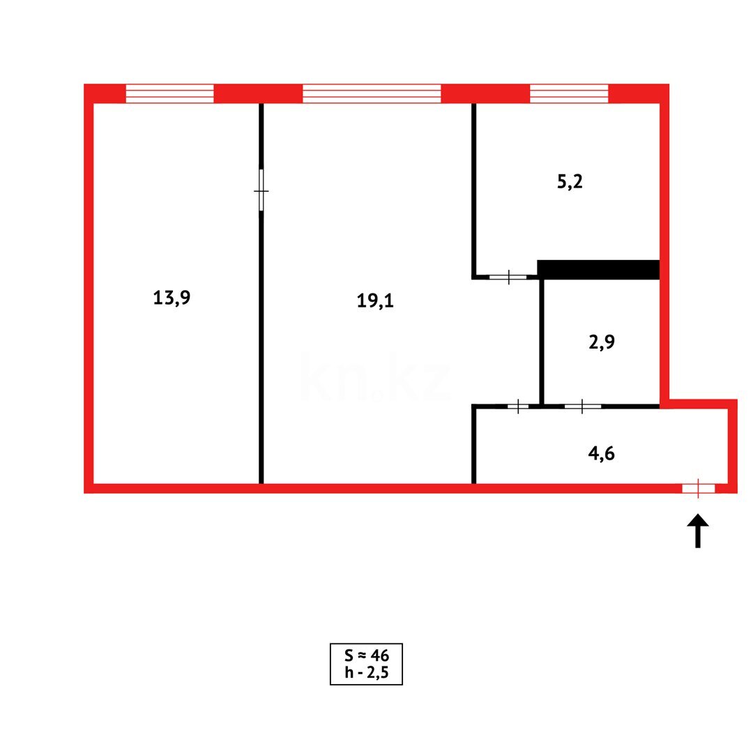 Продажа 2-комнатной квартиры, 46 м² в Темиртау - фото 11