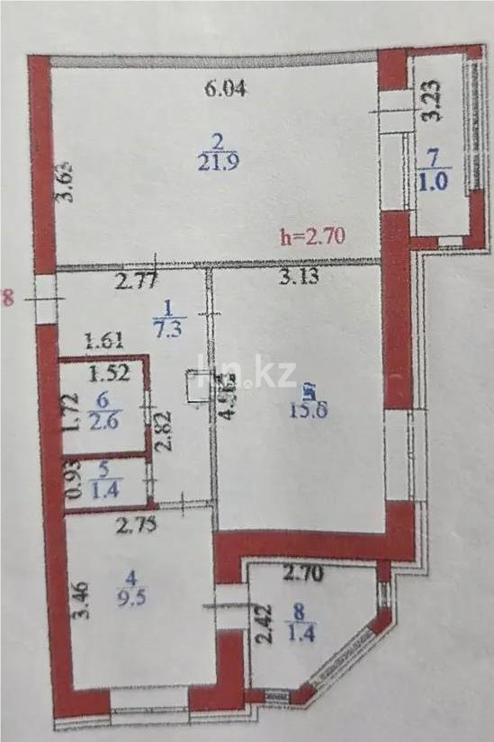 Продажа 2-комнатной квартиры, 60 м² в Астане