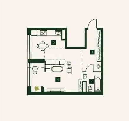 Продажа 1-комнатной квартиры, 46.8 м² в Алматы