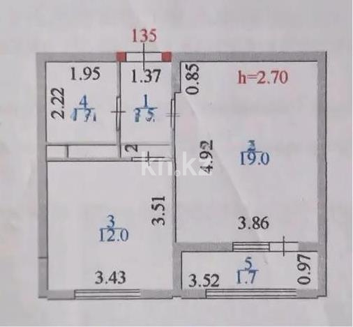 Продажа 1-комнатной квартиры, 40.5 м² в Астане