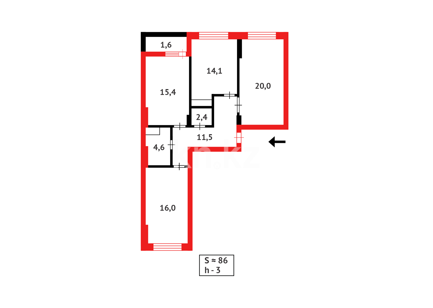 Продажа 3-комнатной квартиры, 85.6 м², ул. Е-36 в Астане - фото 16