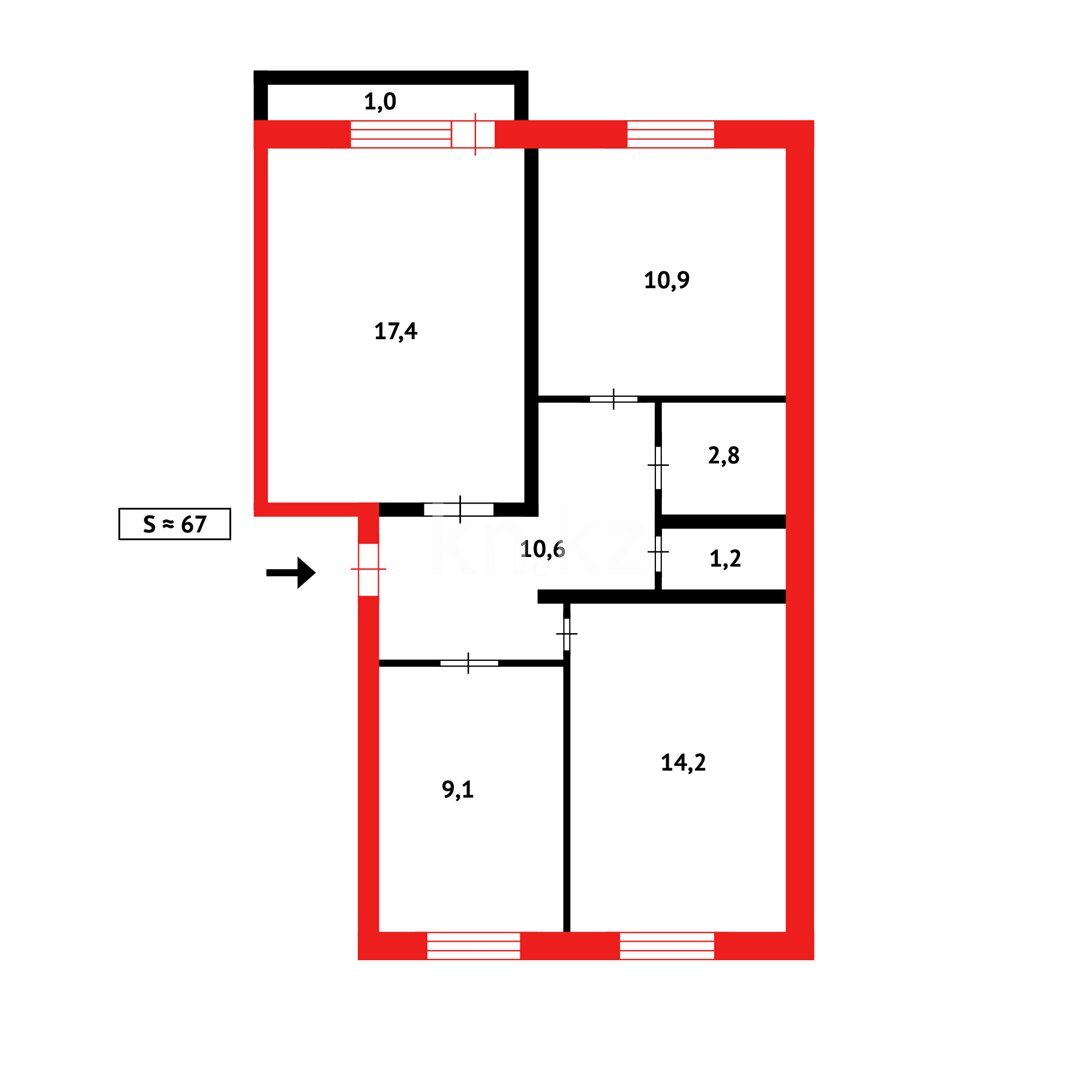 Продажа 3-комнатной квартиры, 67 м² в Темиртау - фото 14