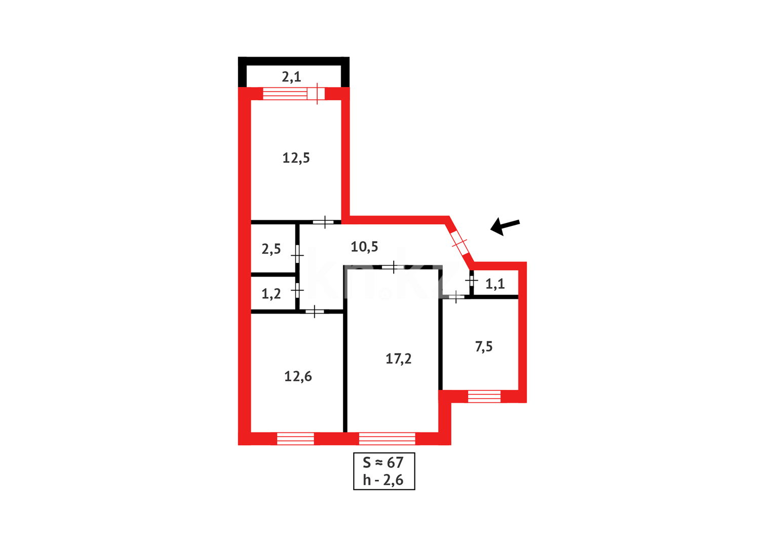 Продажа 3-комнатной квартиры, 67 м² в Темиртау - фото 17