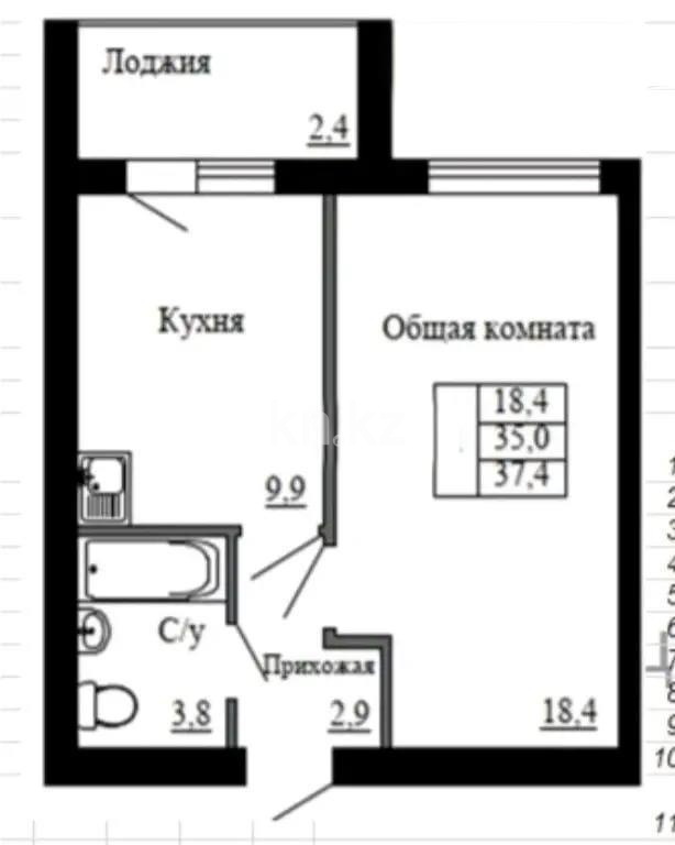 Продажа 1-комнатной квартиры, 38 м² в Караганде