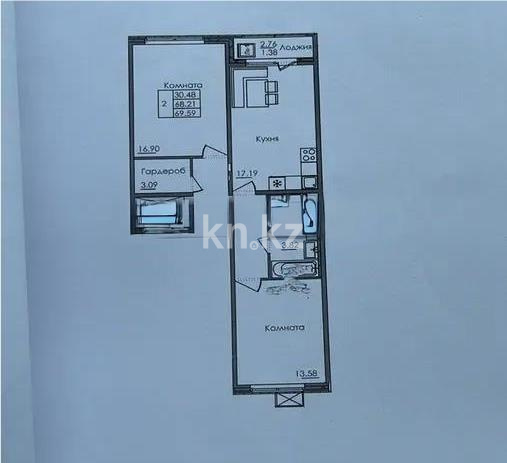 Продажа 2-комнатной квартиры, 70 м² в Астане