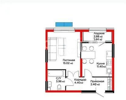 Продажа 1-комнатной квартиры, 38.62 м² в Алматы