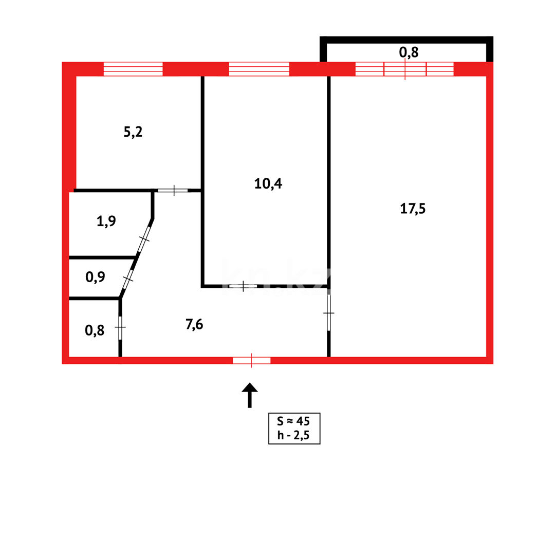 Продажа 2-комнатной квартиры, 44 м², мкр-н 6-й в Темиртау - фото 12