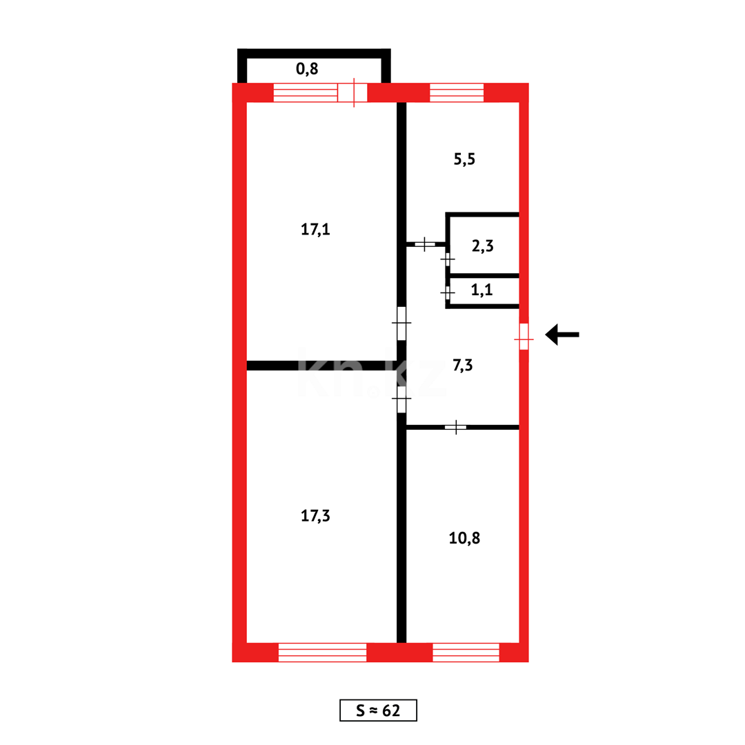 Продажа 3-комнатной квартиры, 62 м² в Абае - фото 9