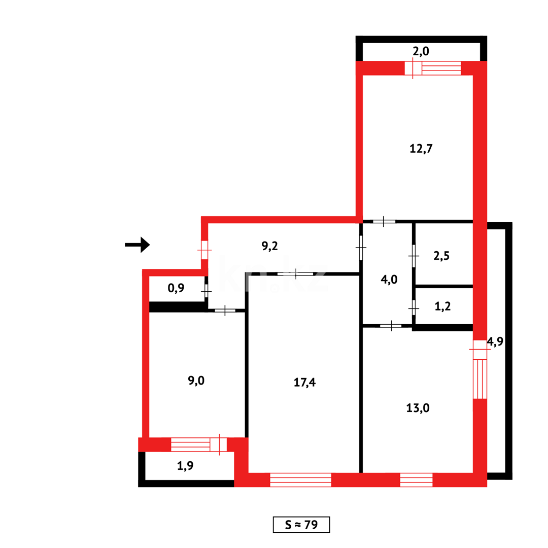 Продажа 3-комнатной квартиры, 78 м², ул. 70 квартал в Темиртау - фото 20