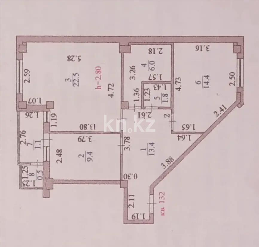 Продажа 2-комнатной квартиры, 69.1 м², ул. Е-15, дом  15 в Астане