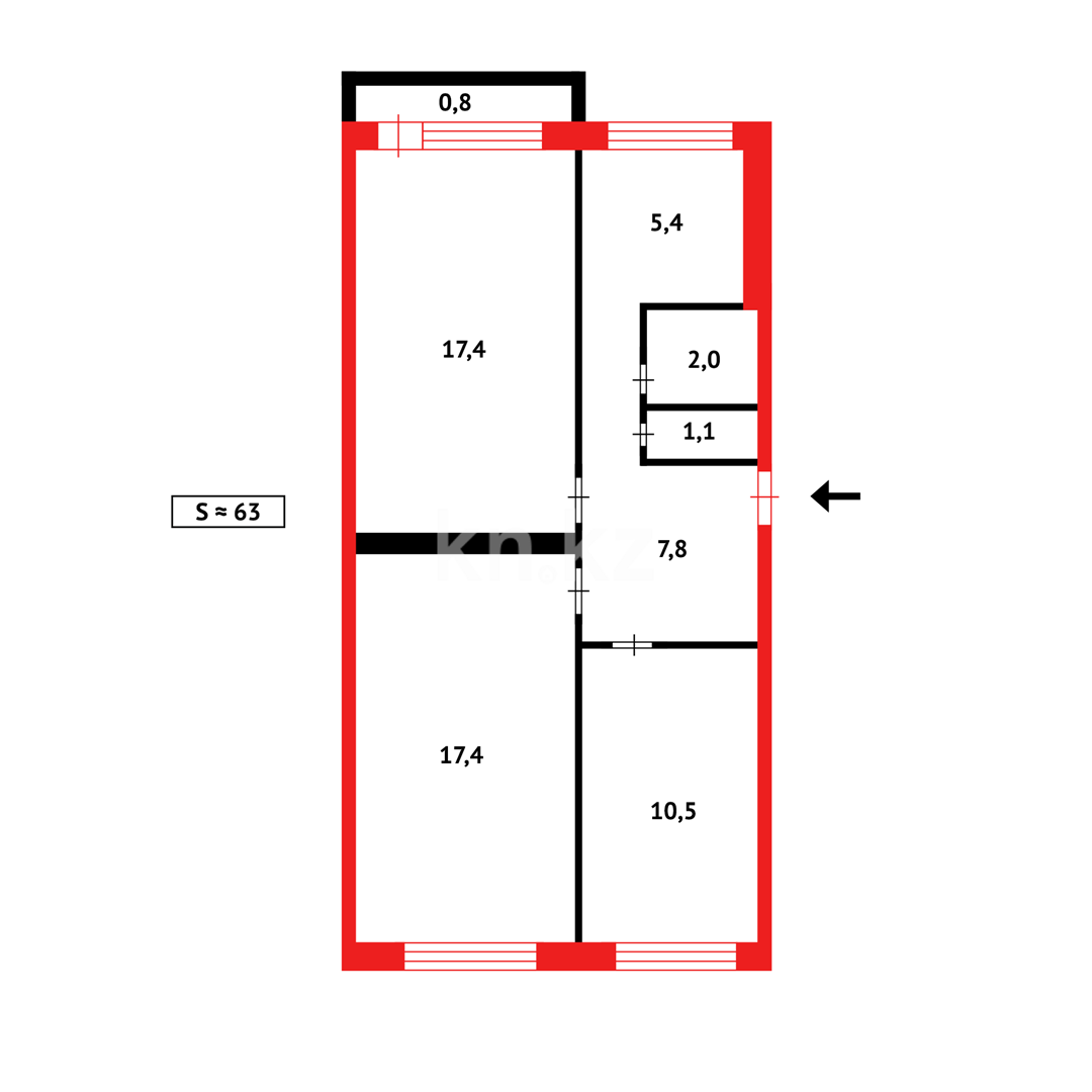 Продажа 3-комнатной квартиры, 62 м² в Караганде - фото 11