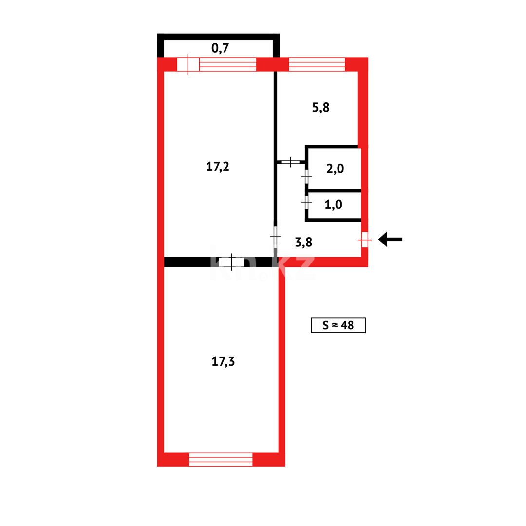 Продажа 2-комнатной квартиры, 44 м², 22 мкр., дом  6 в Караганде - фото 15