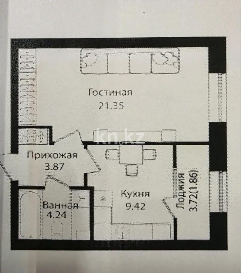 Продажа 1-комнатной квартиры, 40.74 м² в Астане