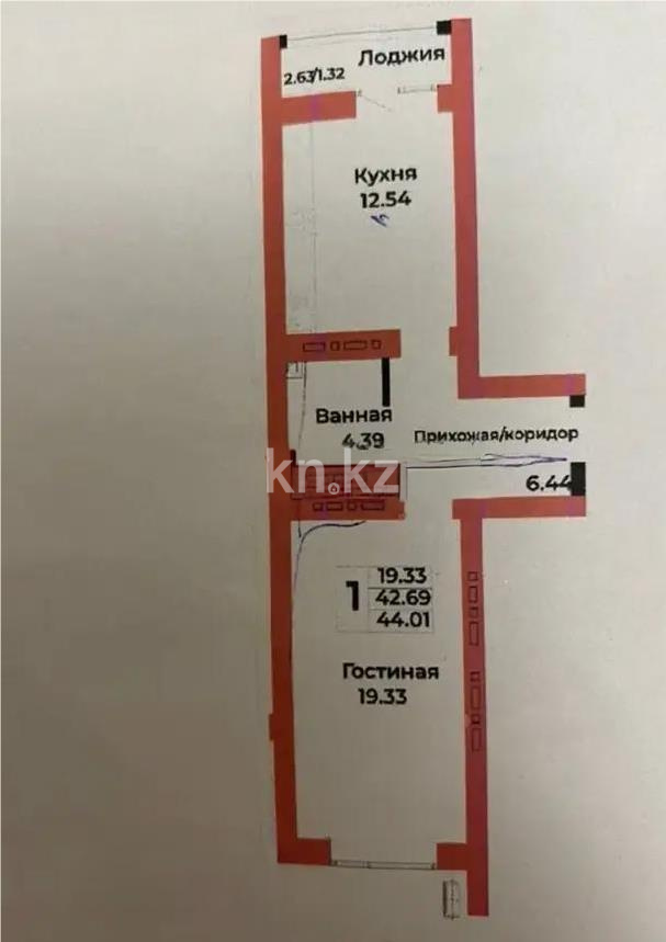 Продажа 1-комнатной квартиры, 44 м², ул. Е-882, дом  15 в Астане - фото 4