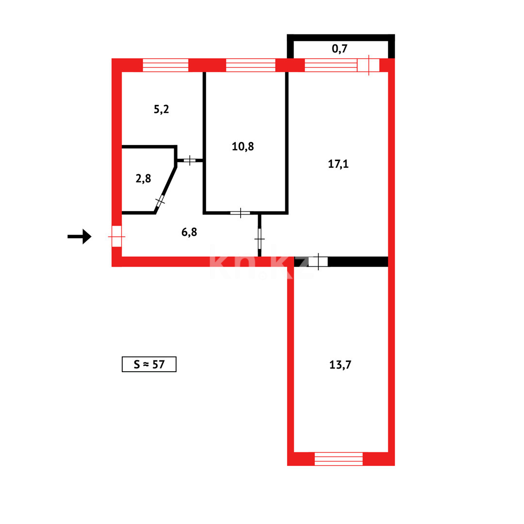 Продажа 3-комнатной квартиры, 59 м², мкр-н 6, дом  3 в Караганде - фото 13