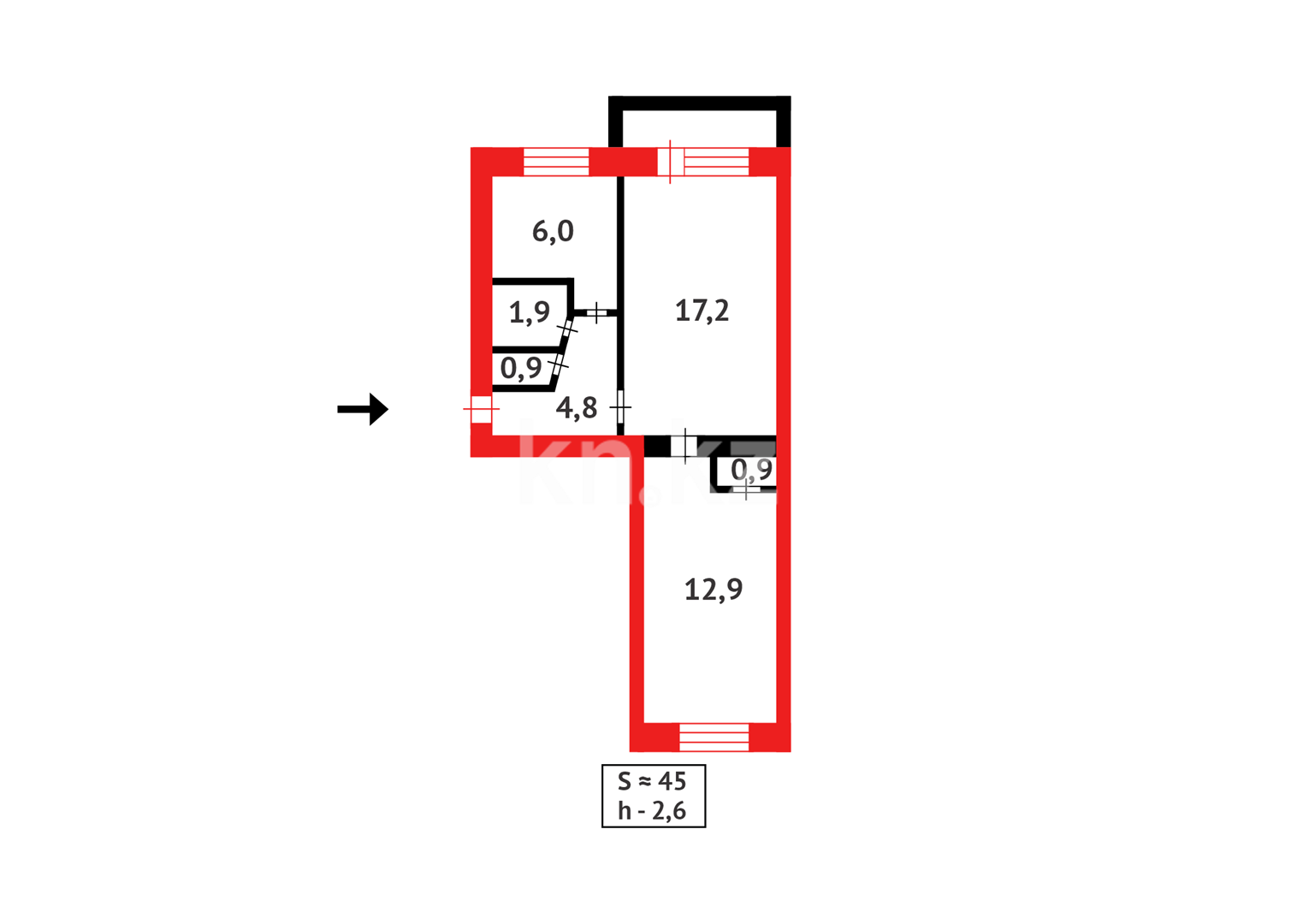 Продажа 2-комнатной квартиры, 45 м², ул. Язева в Караганде - фото 10