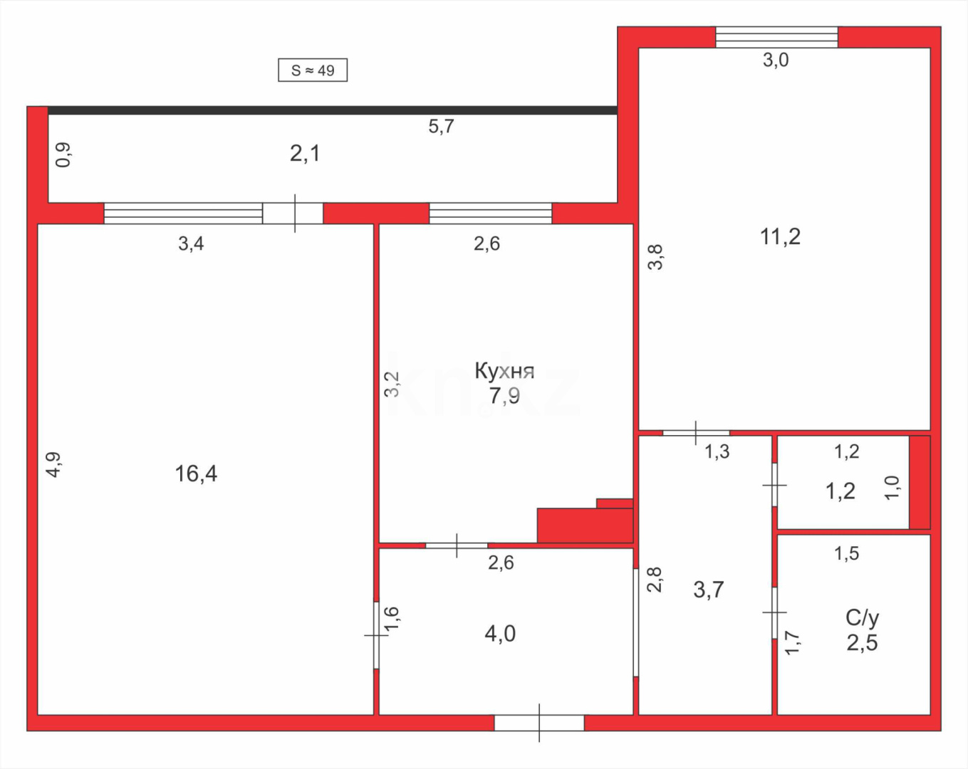Продажа 2-комнатной квартиры, 52 м², мкр-н Мамраева (Восток-5) в Караганде - фото 18