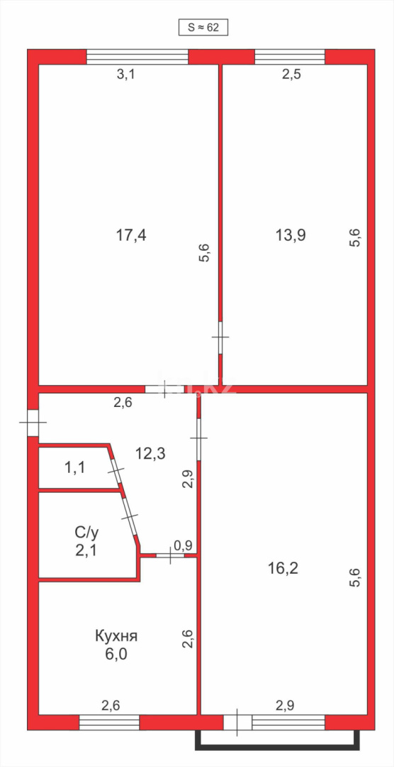 Продажа 3-комнатной квартиры, 61 м² в Караганде
