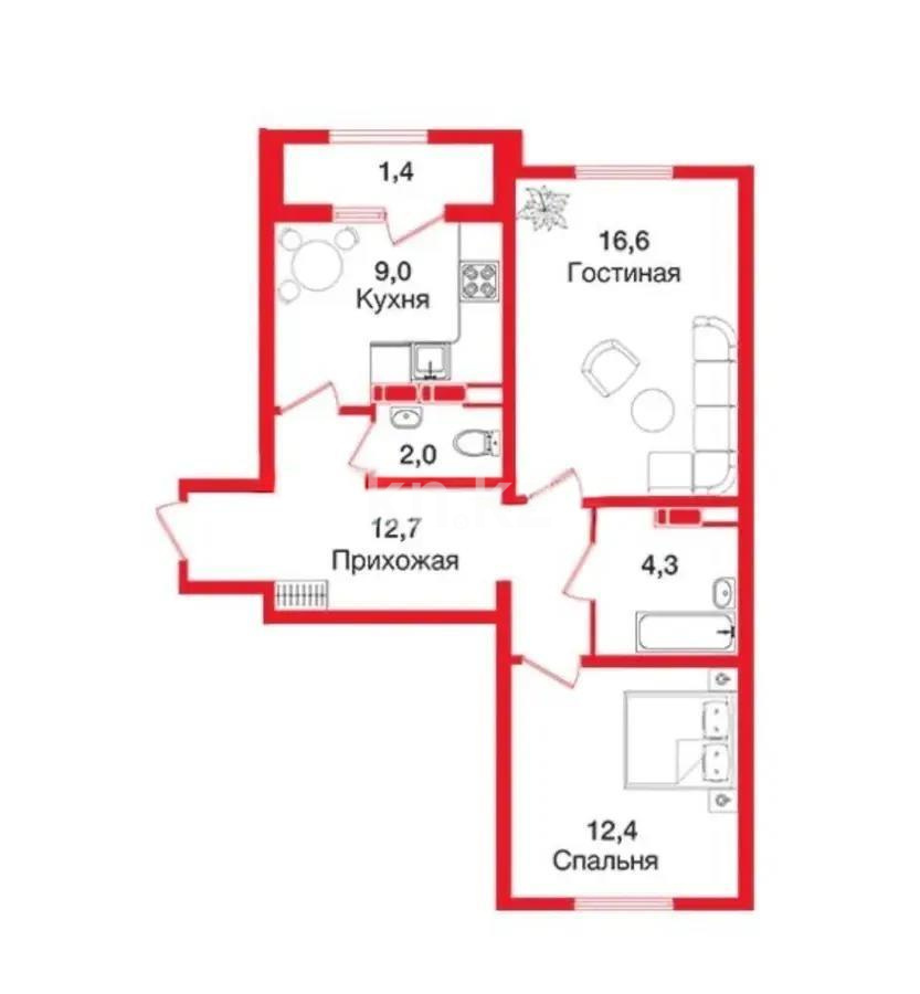 Продажа 2-комнатной квартиры, 58 м², ул. Байтерекова, дом  49а в Алматы - фото 5