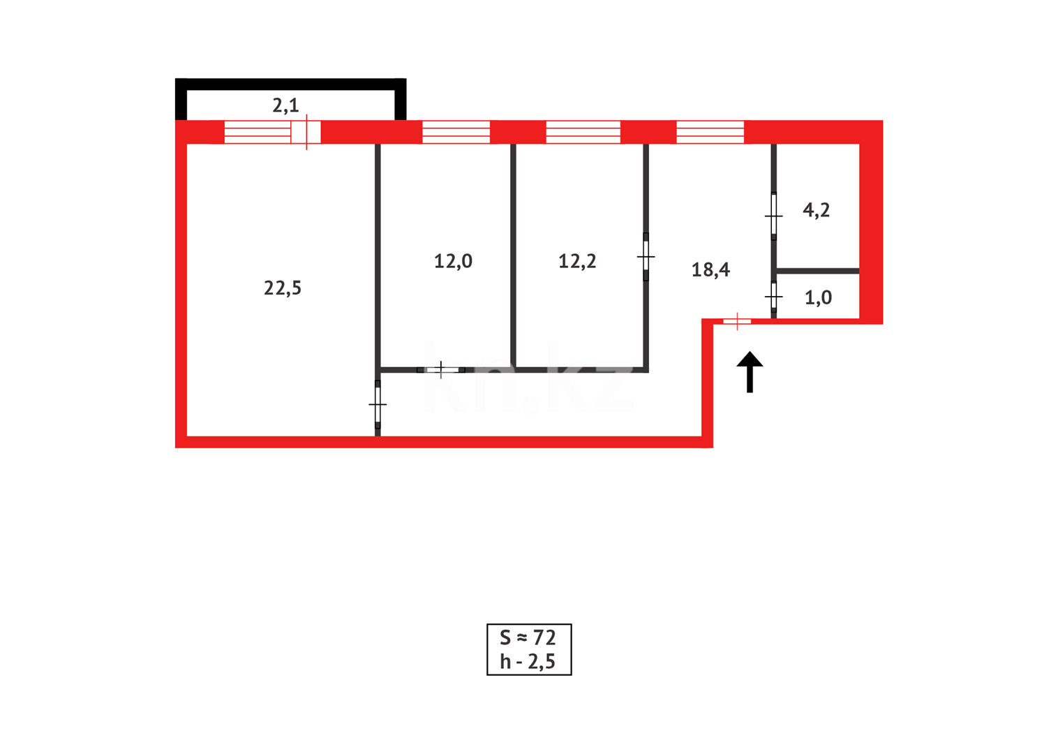 Продажа 2-комнатной квартиры, 72 м², ул. Ермекова в Караганде - фото 13