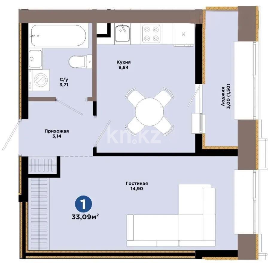 Продажа 1-комнатной квартиры, 33.9 м² в Астане - фото 4