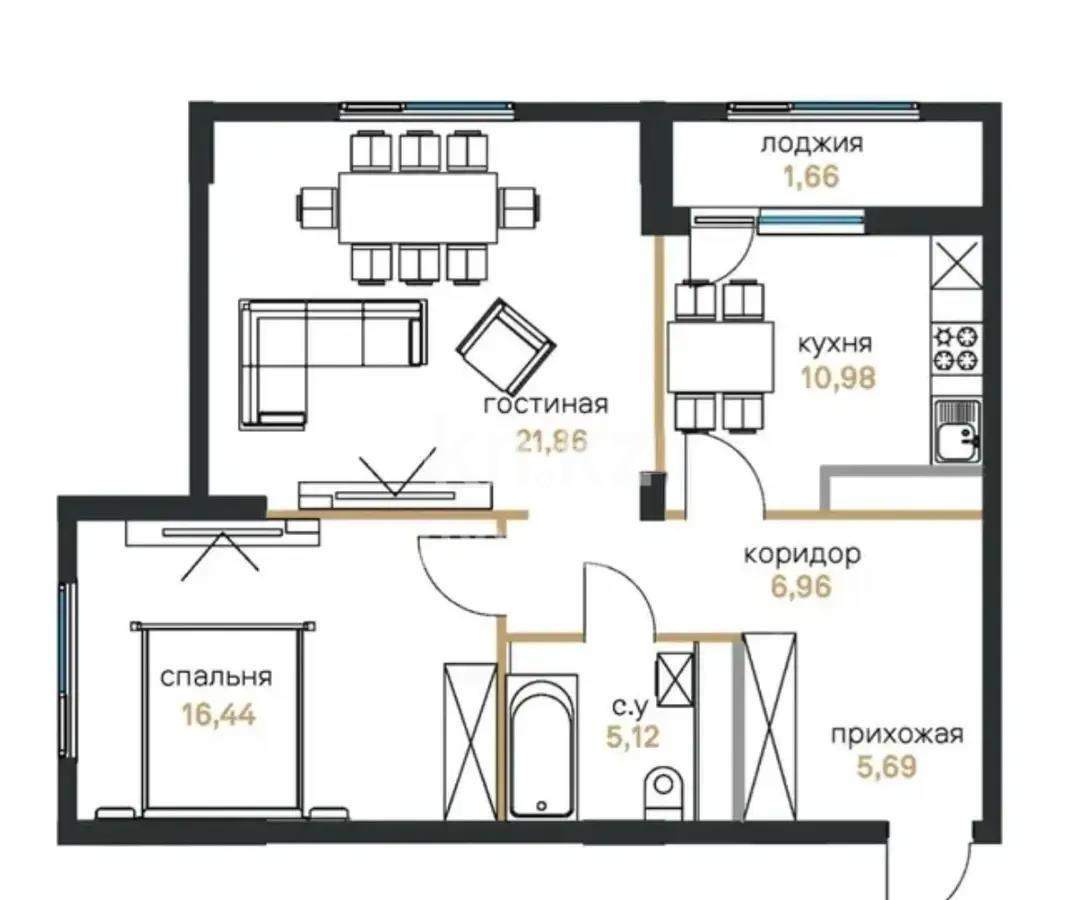 Продажа 2-комнатной квартиры, 68 м², ул. Байтурсынова, дом  47 стр в Астане