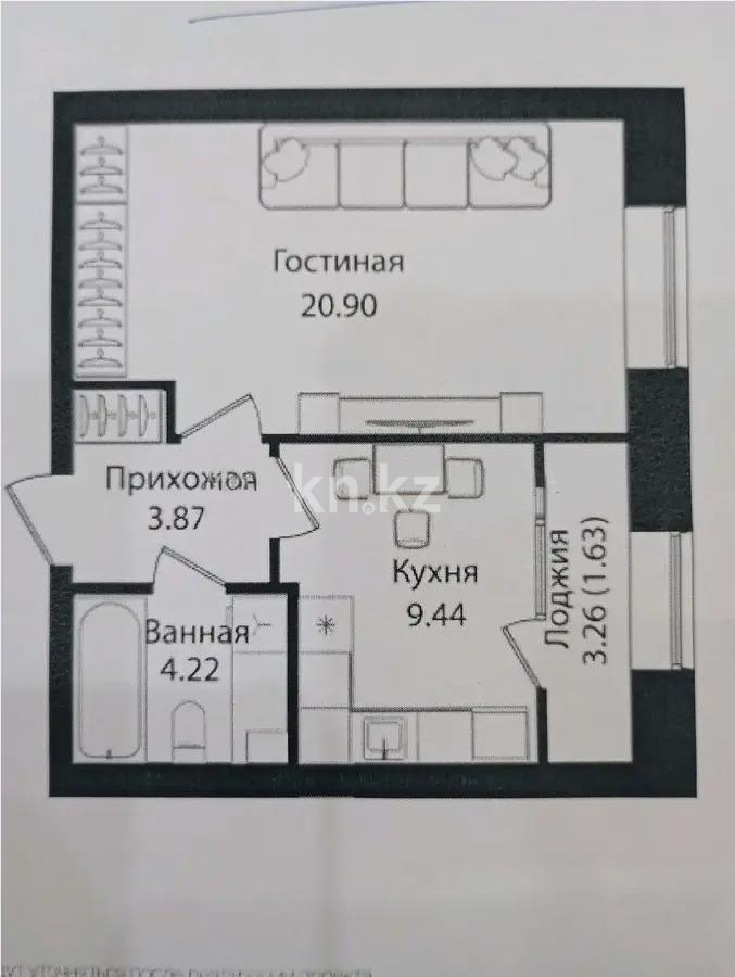Продажа 1-комнатной квартиры, 40.06 м² в Астане