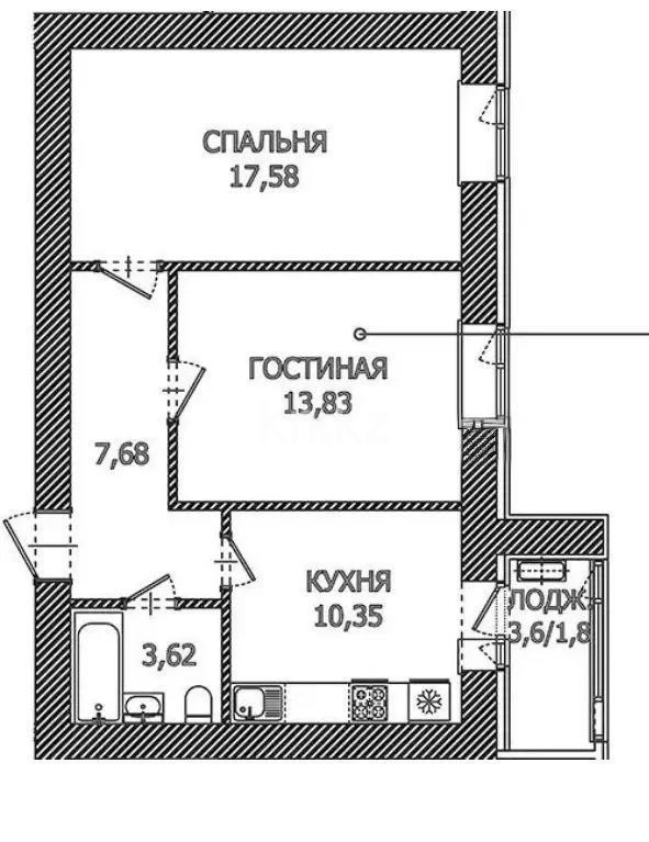 Продажа 2-комнатной квартиры, 55 м² в Астане