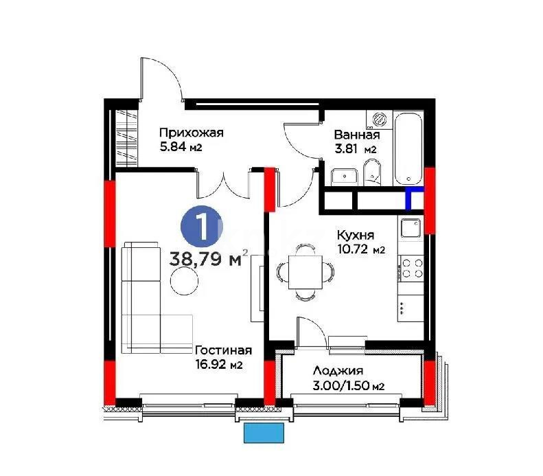 Продажа 1-комнатной квартиры, 39 м², ул. Нурмагамбетова, дом  17 стр в Астане