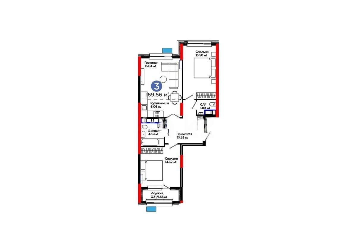 Продажа 3-комнатной квартиры, 70 м² в Астане