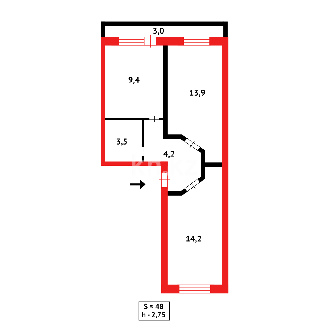Продажа 2-комнатной квартиры, 48 м² в Сарани - фото 14