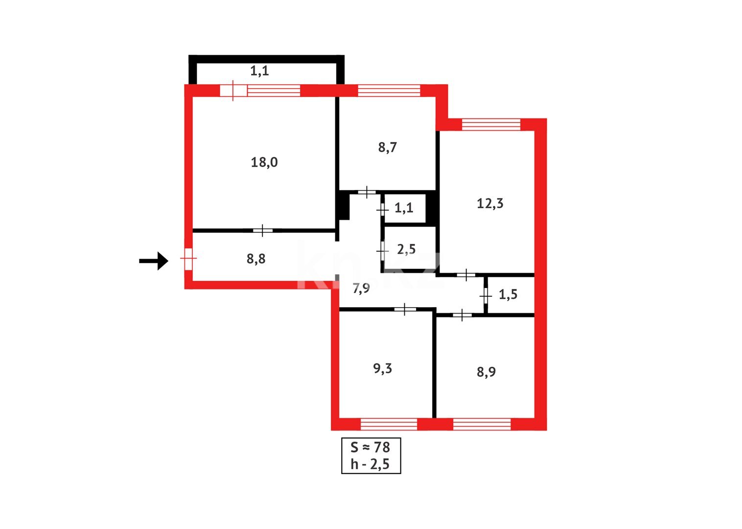 Продажа 4-комнатной квартиры, 78 м² в Караганде - фото 15
