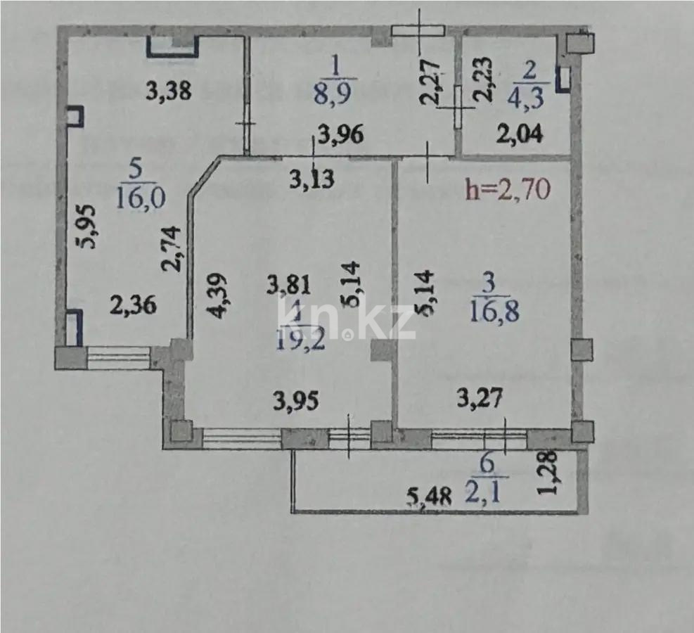 Продажа 2-комнатной квартиры, 67.3 м², пр. Туран, дом  58 в Астане
