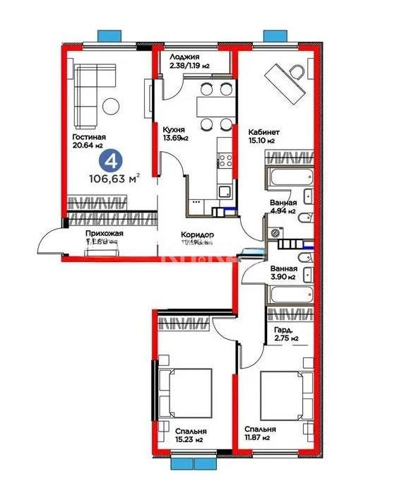 Продажа 4-комнатной квартиры, 107 м², мкр. Гажайып, дом  11/15а в Алматы