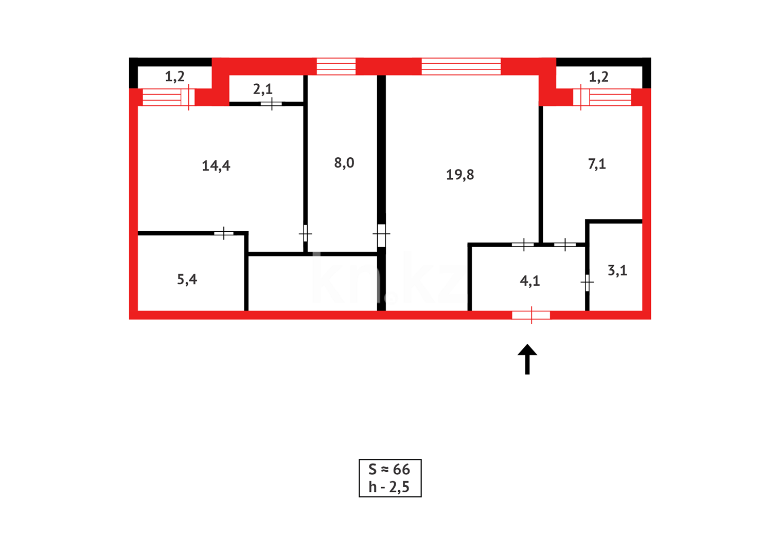 Продажа 3-комнатной квартиры, 66 м² в Караганде - фото 10