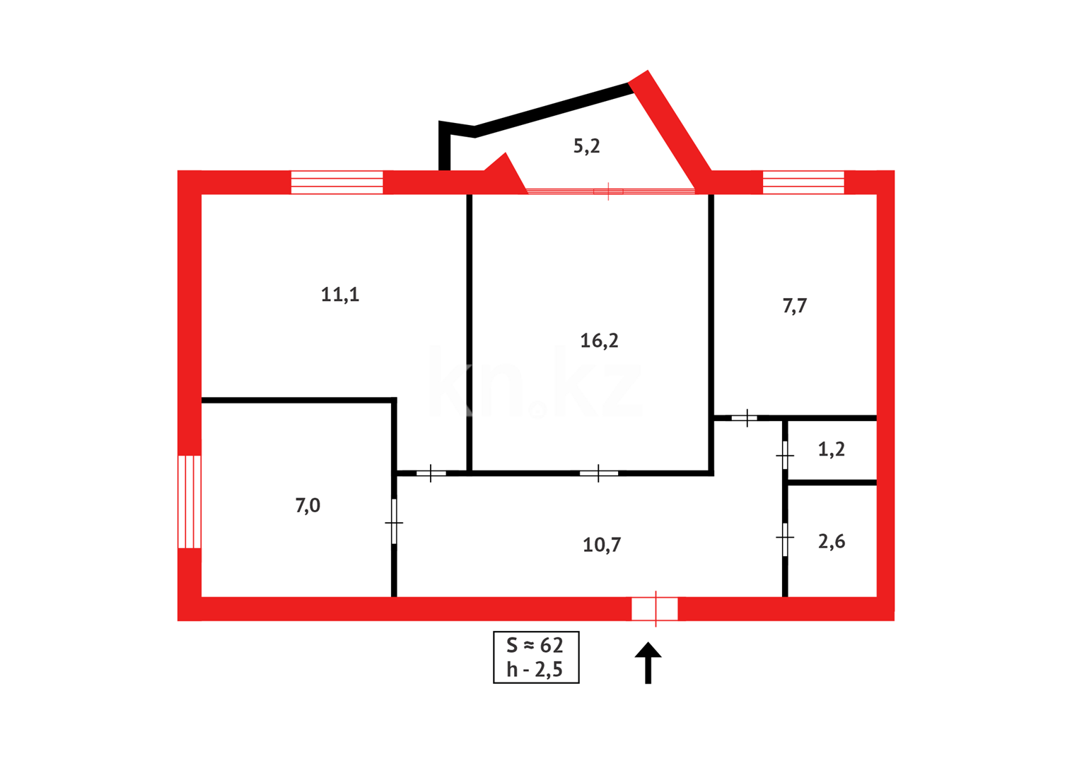 Продажа 3-комнатной квартиры, 61 м² в Караганде - фото 3