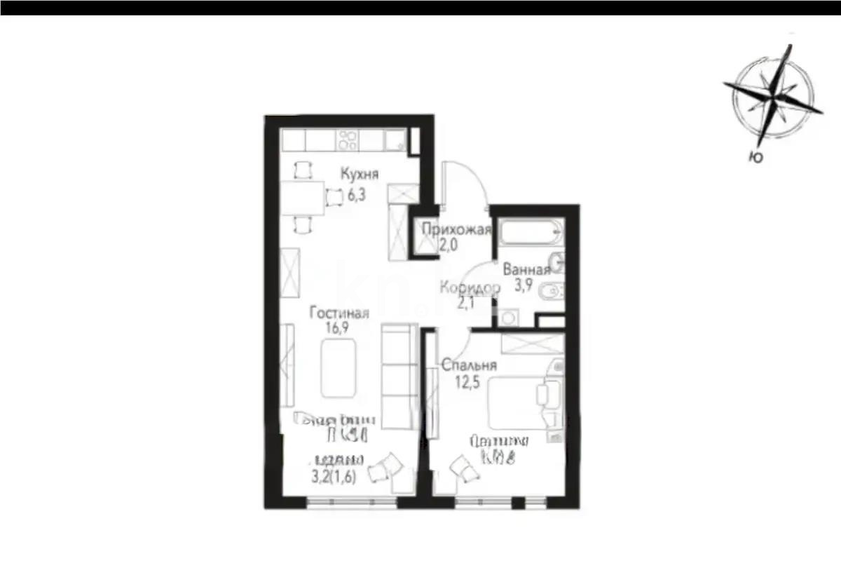 Продажа 2-комнатной квартиры, 45.3 м² в Алматы