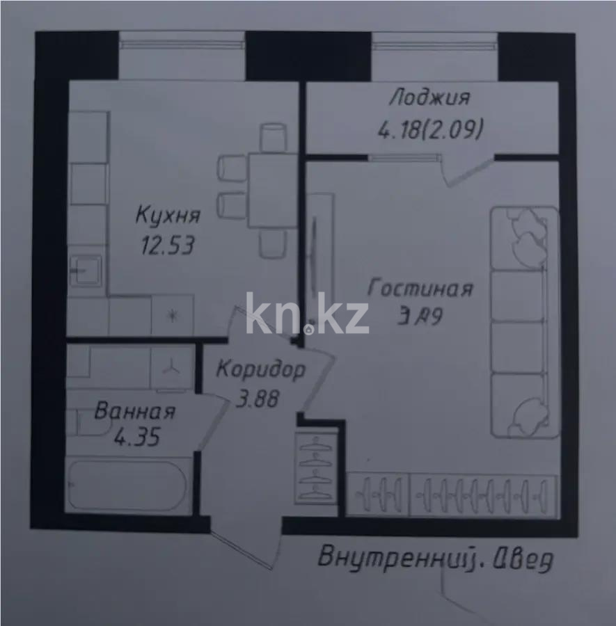 Продажа 1-комнатной квартиры, 40.14 м² в Астане