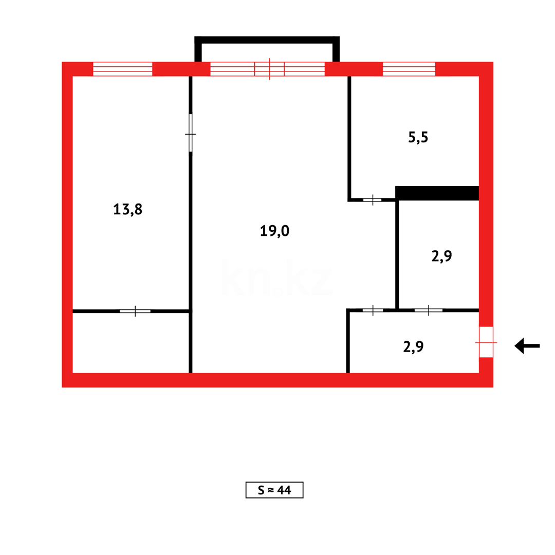 Продажа 2-комнатной квартиры, 45 м² в Темиртау - фото 3