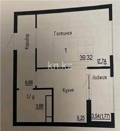 Продажа 1-комнатной квартиры, 39.32 м², пр. Тауелсыздык, дом  33/1 в Астане