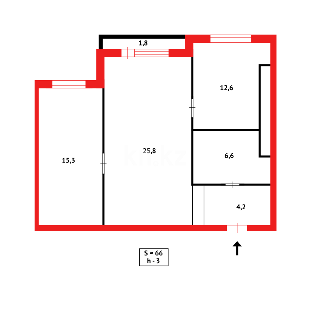 Продажа 3-комнатной квартиры, 66 м², ул. Таттимбета, дом  5/5 в Караганде - фото 18