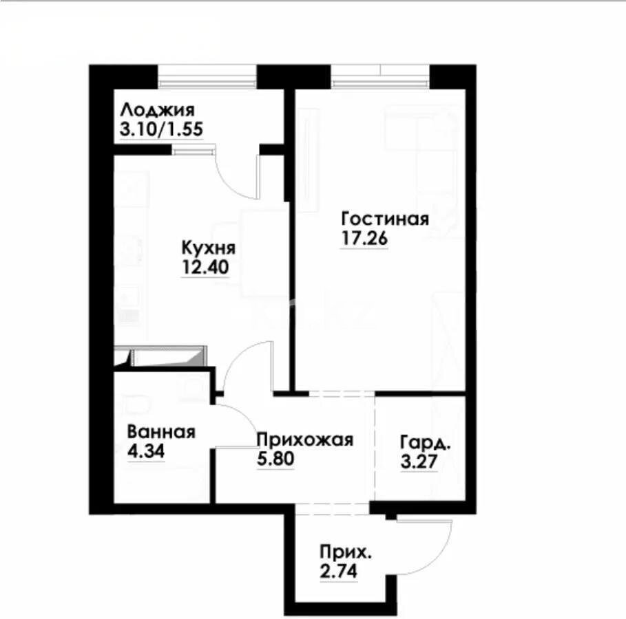 Продажа 1-комнатной квартиры, 47.2 м² в Алматы - фото 2