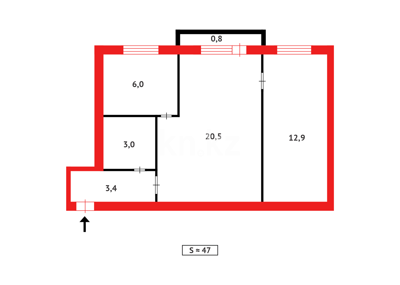 Продажа 2-комнатной квартиры, 45 м², пр. Республики, дом  53/3 в Темиртау - фото 16