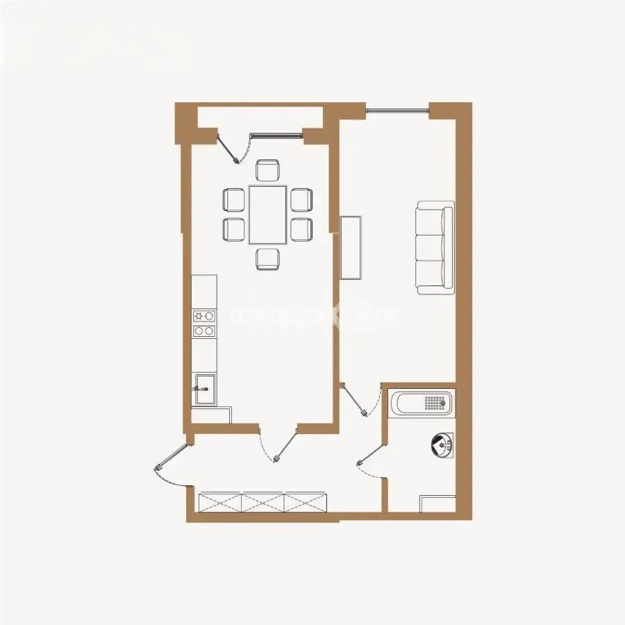 Продажа 1-комнатной квартиры, 54.72 м², ул. Байге, дом  12а/1 в Алматы