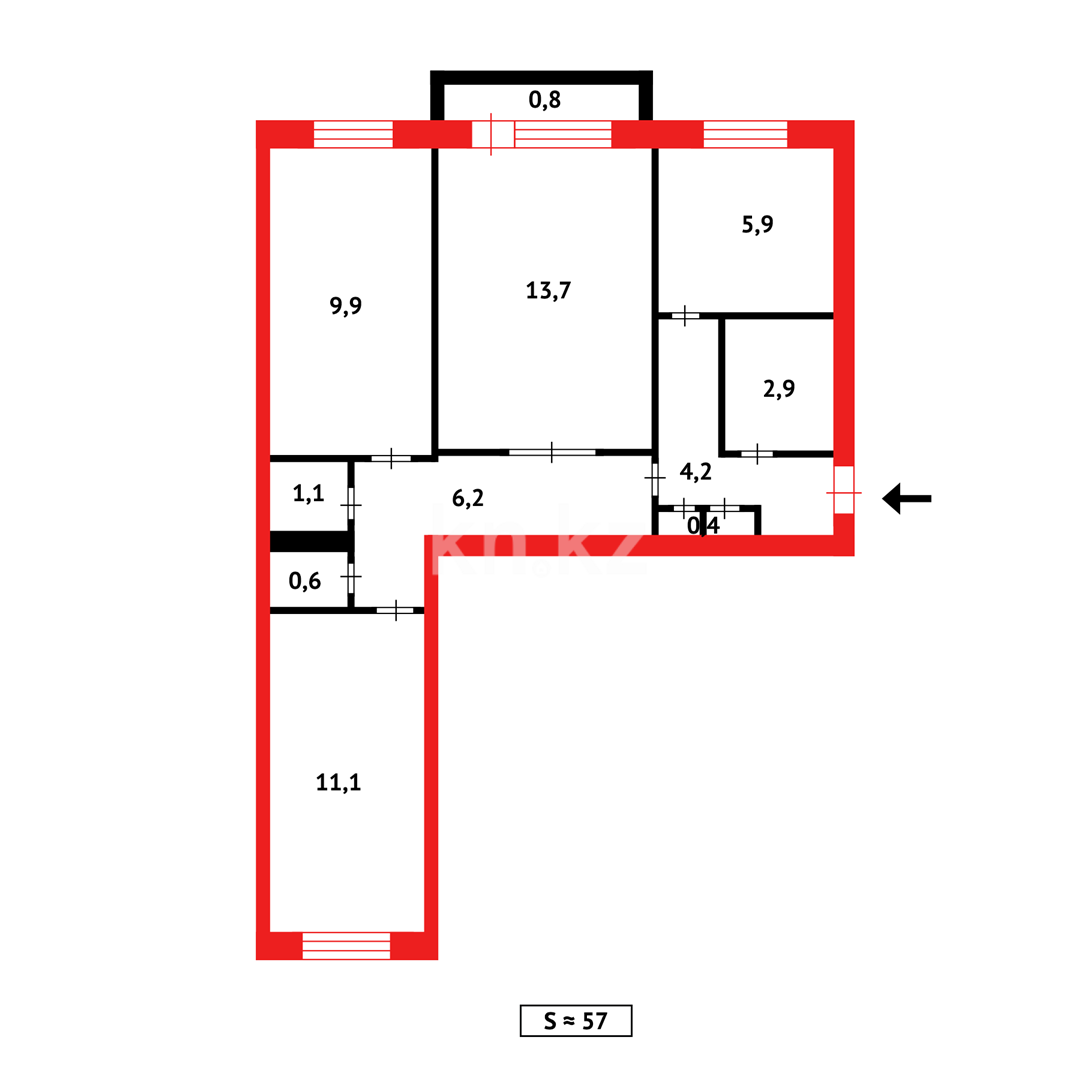 Продажа 3-комнатной квартиры, 58 м² в Темиртау - фото 10