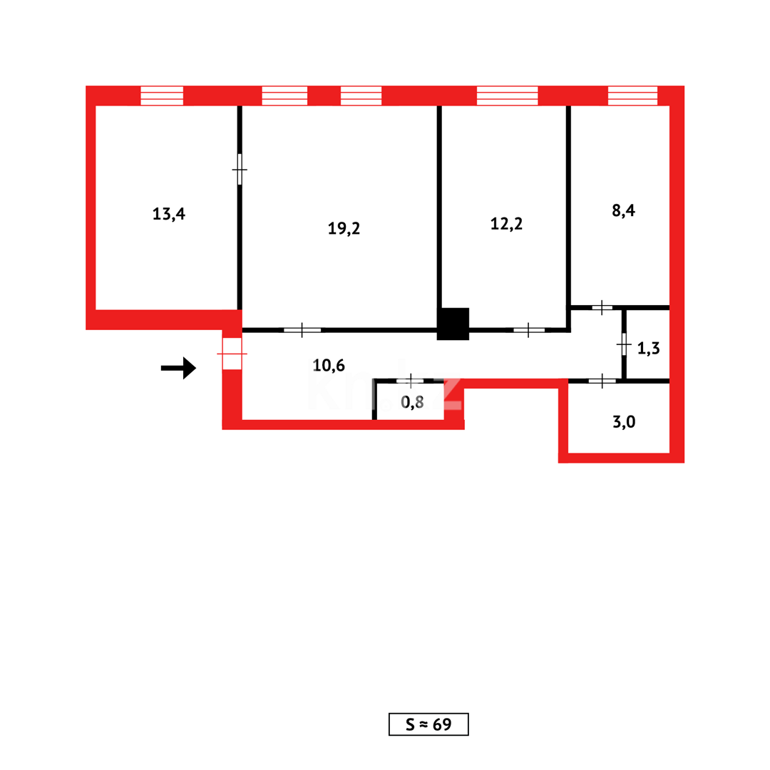 Продажа 3-комнатной квартиры, 68 м², пр. Бухар-жырау в Караганде - фото 13