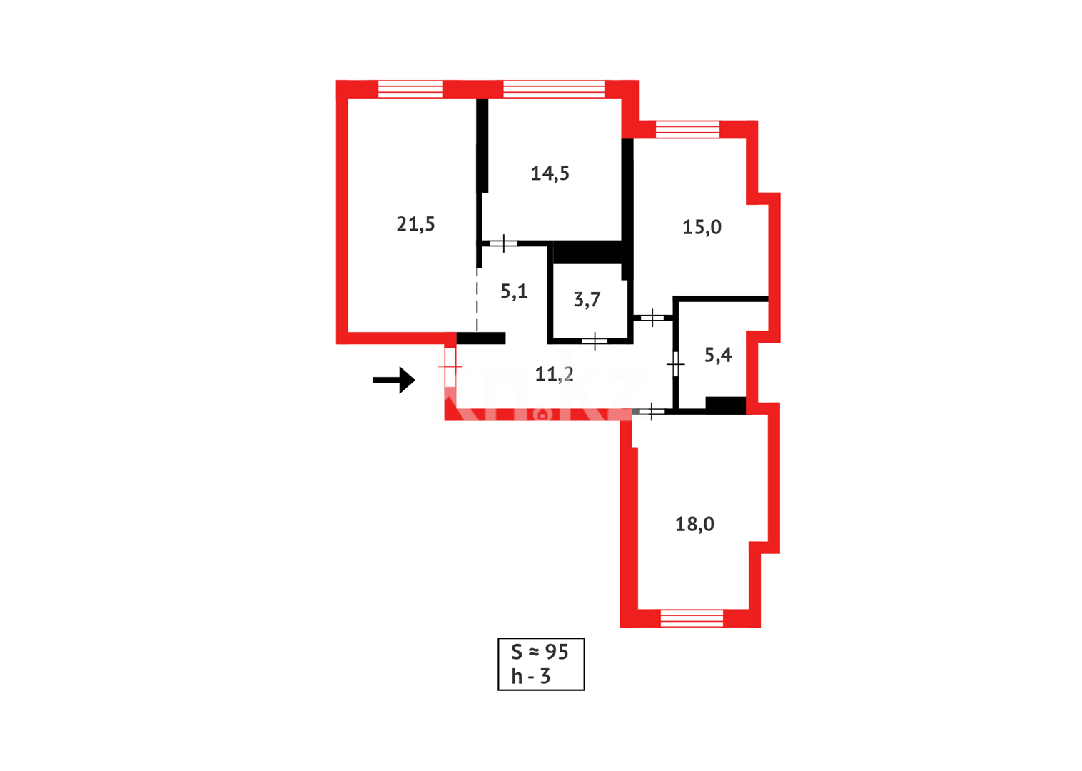 Продажа 3-комнатной квартиры, 95 м² в Астане - фото 14