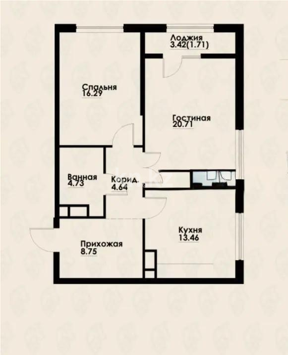 Продажа 2-комнатной квартиры, 70.29 м² в Алматы